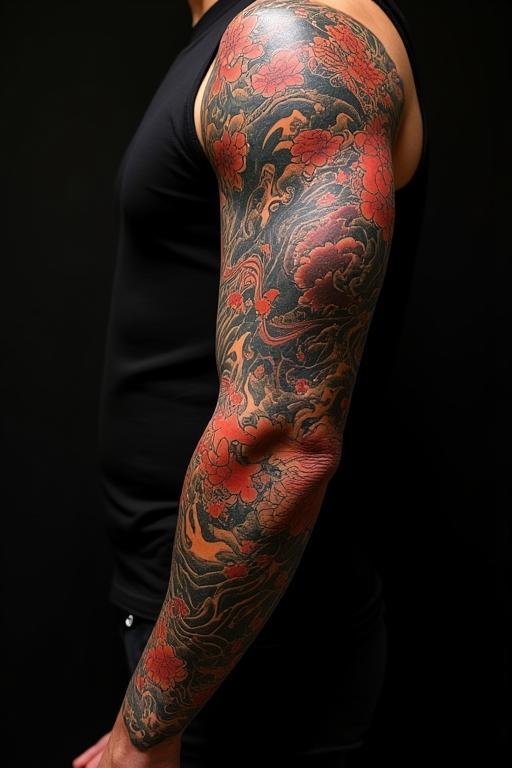Intricate Japanese style full sleeve tattoo